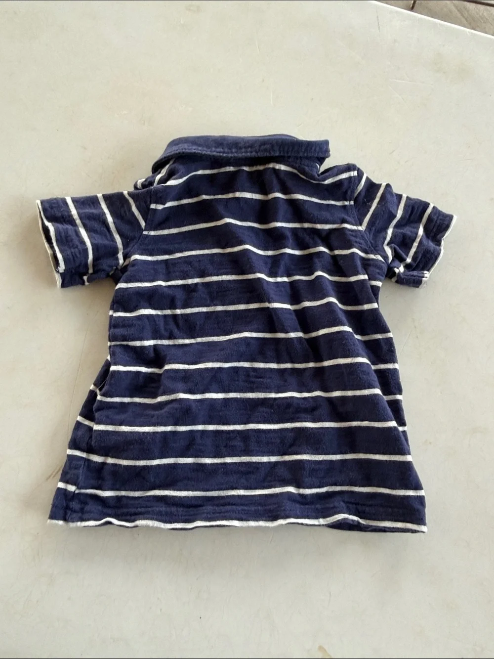 Carter’s Navy Stripe Polo Shirt with Red Logo